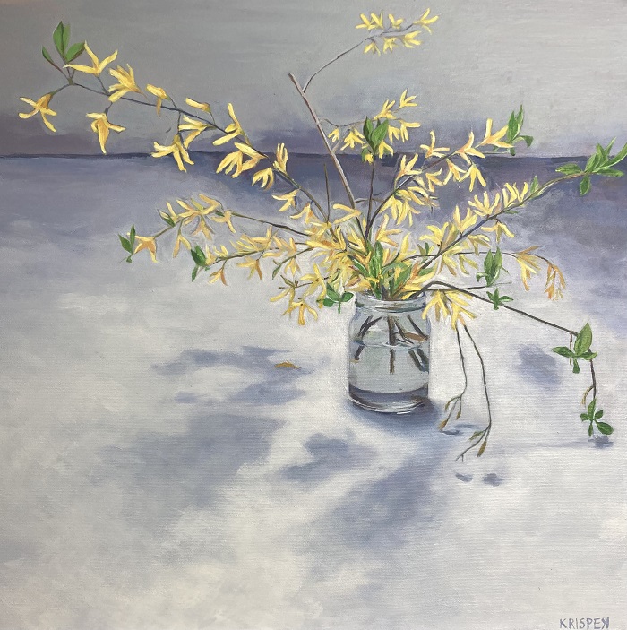 Forsythia, 60x60 cm, 2024, acrylic on canvas